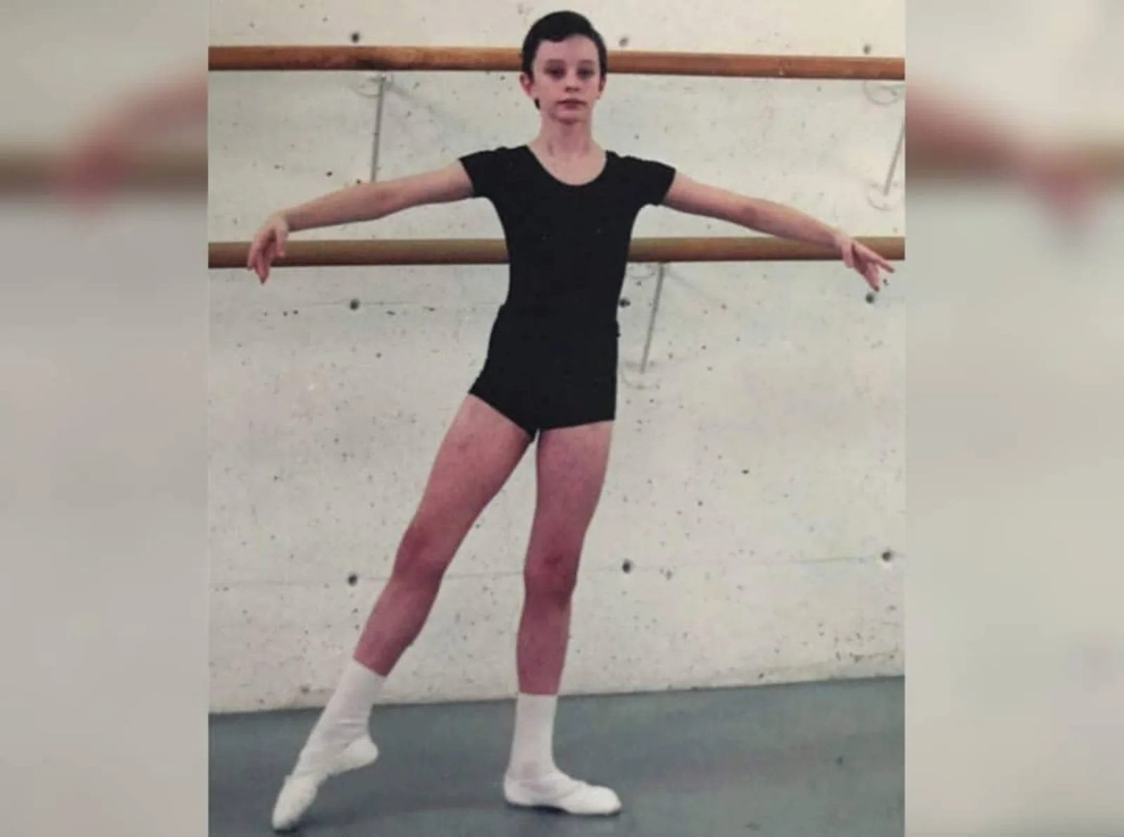 Kealan McLaughlin at 9 years old, training at the barre